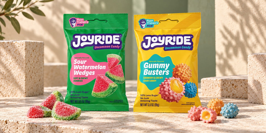 Editorial illustration of JOYRIDE Watermelon Wedges and Gummy Busters