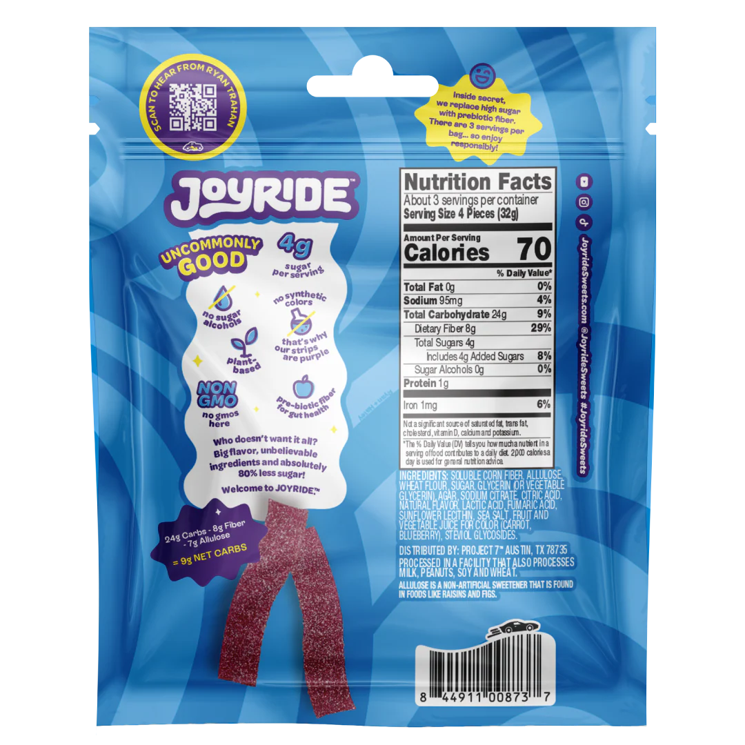 JOYRIDE SOUR BLUE RASPBERRY STRIPS